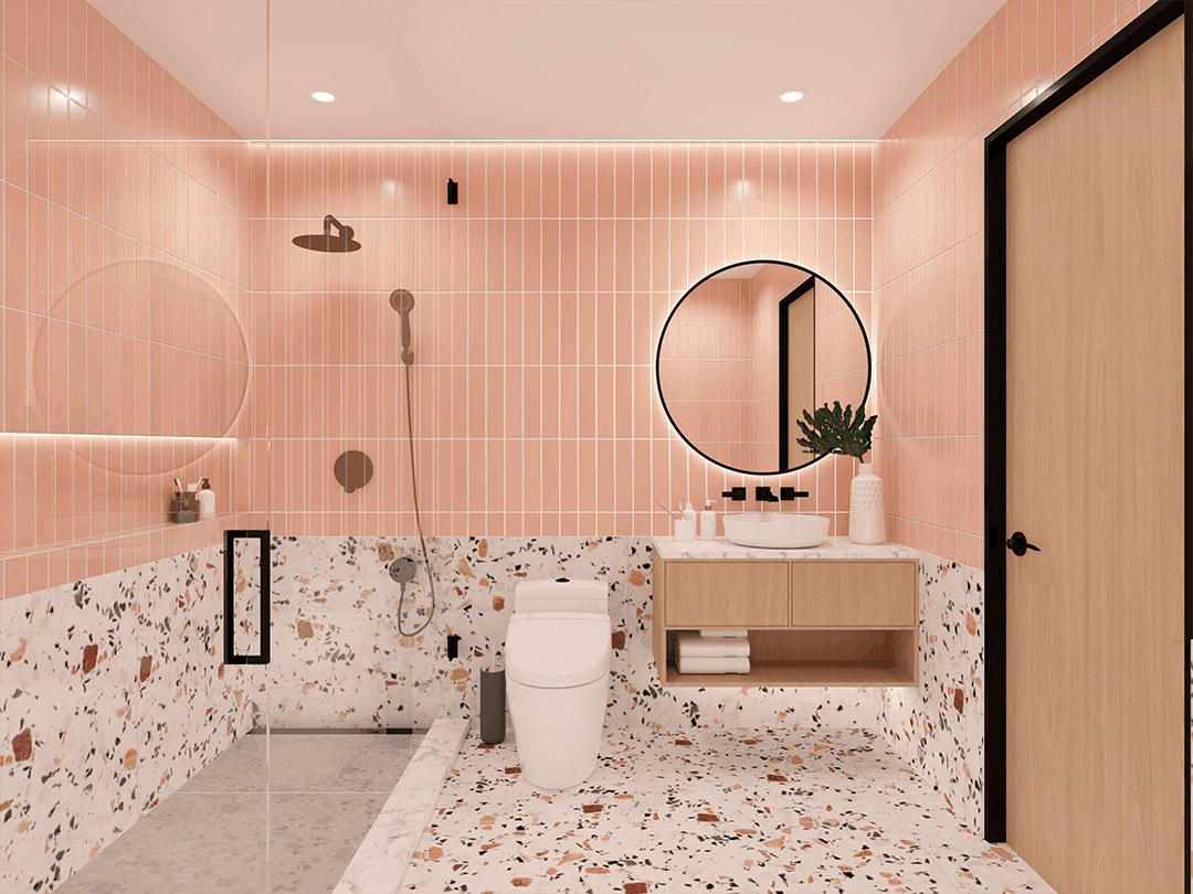 Modern Pink Candy Style Bathroom in Richmond Hill