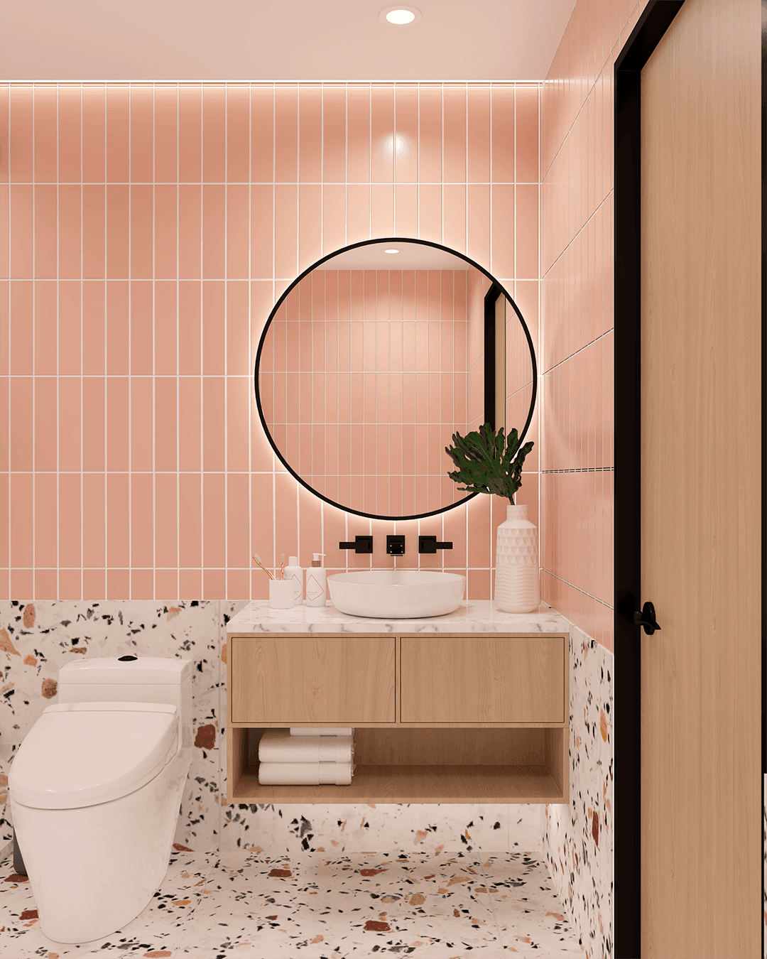 Modern Pink Candy Style Bathroom in Richmond Hill-2