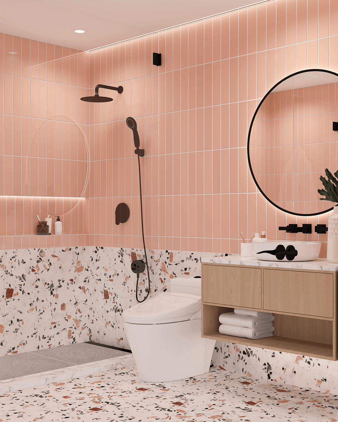 Modern Pink Candy Style Bathroom in Richmond Hill-4
