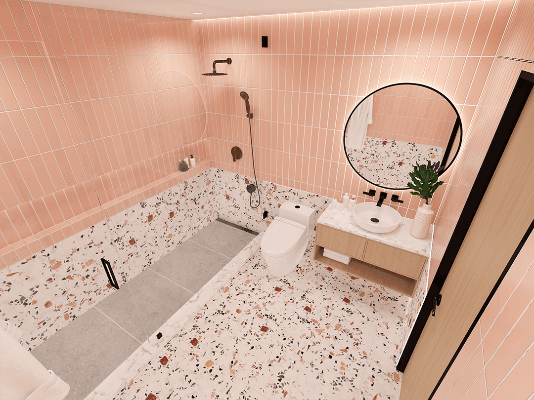 Modern Pink Candy Style Bathroom in Richmond Hill-5